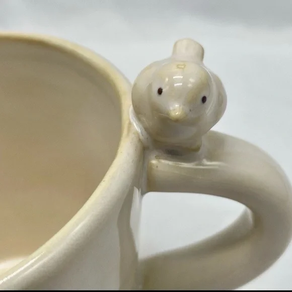 Pottery Barn 1 Ceramic Bird Nest Mug - Cream and Blue - Picture 4 of 10